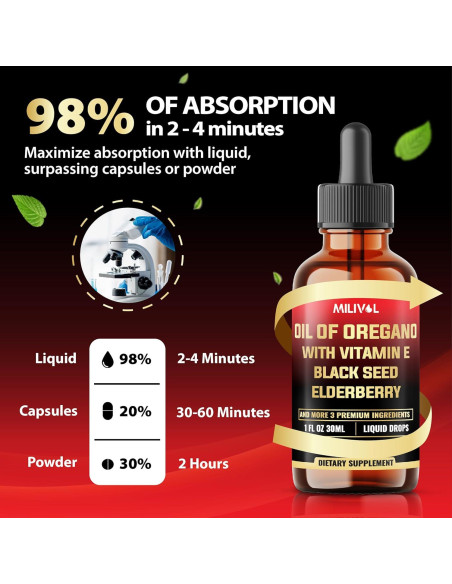 Gotas de Orégano Líquido Milivol 30ml - Soporte Inmunológico