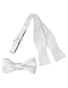 Corbata de moño autoajustable blanca Ox & Bull 100% seda