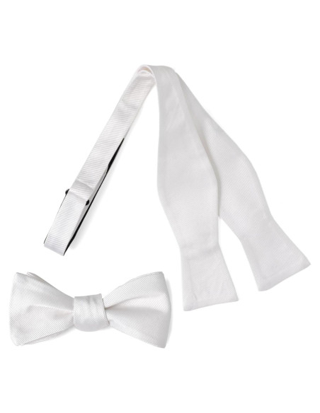 Corbata de moño autoajustable blanca Ox & Bull 100% seda