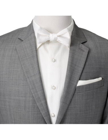 Corbata de moño autoajustable blanca Ox & Bull 100% seda