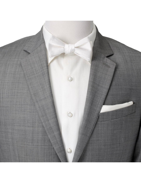 Corbata de moño autoajustable blanca Ox & Bull 100% seda