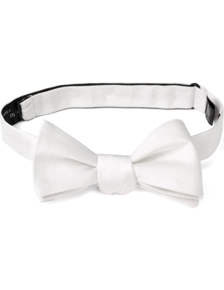 Corbata de moño autoajustable blanca Ox & Bull 100% seda