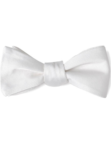 Corbata de moño autoajustable blanca Ox & Bull 100% seda