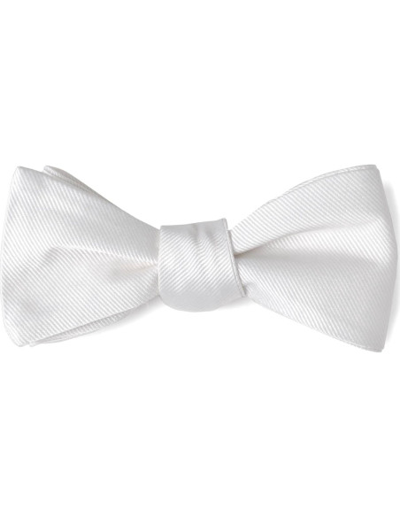 Corbata de moño autoajustable blanca Ox & Bull 100% seda