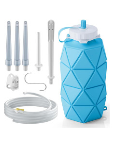 Kit de Enema de Silicona Plegable GNEGKLEAN 1.2L con 5 Puntas