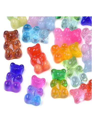 Cabochones de Oso de Goma Coloridos Pandahall 200Pcs 18x11mm