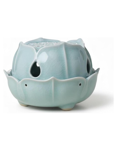 Quemador de Incienso Celadón Longquan Hecho a Mano - Soporte Cerámica Verde Jade