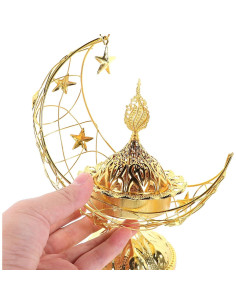 Quemador de Incienso IMIKEYA de Metal Vintage Dorado 15x15cm 2