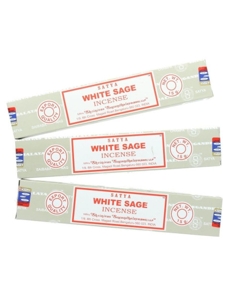 Incienso Nag Champa Satya - 3 Paquetes de 15g Salvia Blanca