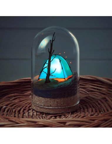 Campana de Vidrio Cloche IMIKEYA 5 Piezas con Base de Madera 10x6 cm