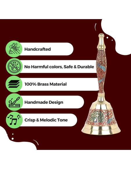 Campana de Mano de Latón Hashcart 17 cm - Decorativa y Multiusos