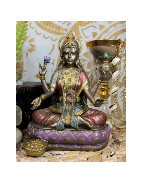 Estatua Lakshmi Diosa Hindú de Riqueza 16.5 cm Decorativa