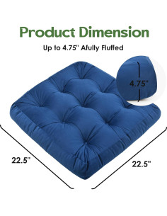 Cojín de Suelo AYEASY 56x56cm Azul Oscuro para Meditación 2