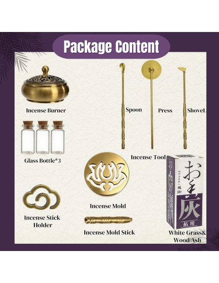 Kit de quemador de incienso Noamus 12 piezas con soporte