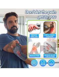 Guantes de Compresión DRNAIETY para Artritis Sin Dedos - Gris 2