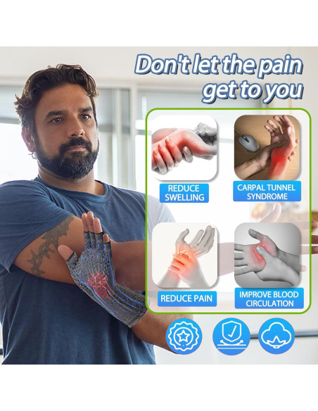 Guantes de Compresión DRNAIETY para Artritis Sin Dedos - Gris