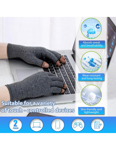 Guantes de Compresión DRNAIETY para Artritis Sin Dedos - Gris