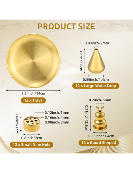 Soporte de Incienso 4 en 1 Baderke - 12 Piezas Latón 1.27 kg