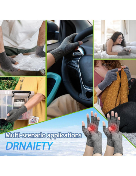 Guantes de Compresión DRNAIETY para Artritis Sin Dedos - Gris