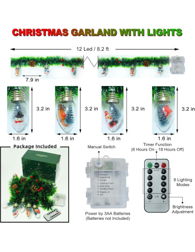 Guirnalda de Navidad LED 2.5m YANP-US con 12 Bombillas