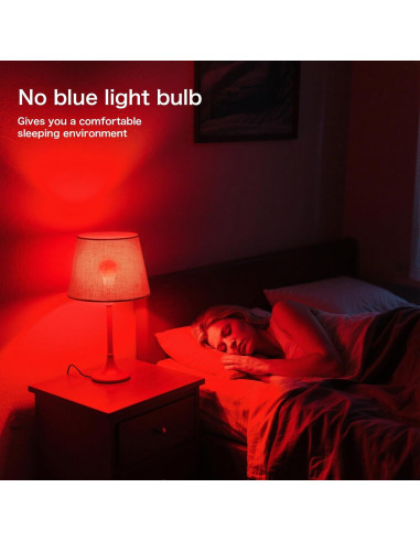 Bombilla Roja 7W Luz Natural E26 para Sueño y Relajación