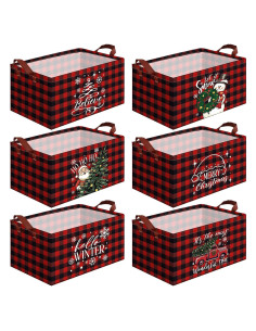 6 Canastas de Almacenamiento Navideñas Plegables CHENGU 39x27x20cm