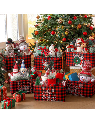 6 Canastas de Almacenamiento Navideñas Plegables CHENGU 39x27x20cm
