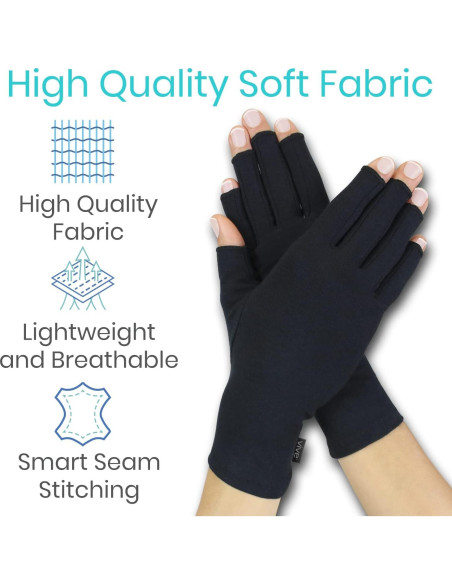 Guantes Vive para Artritis - Compresión Abierta - Negro