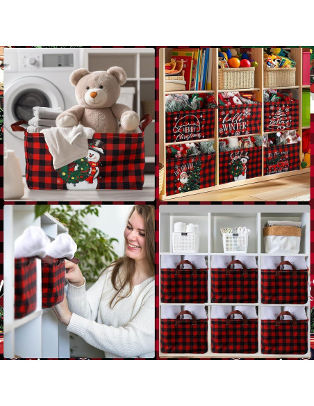 6 Canastas de Almacenamiento Navideñas Plegables CHENGU 39x27x20cm