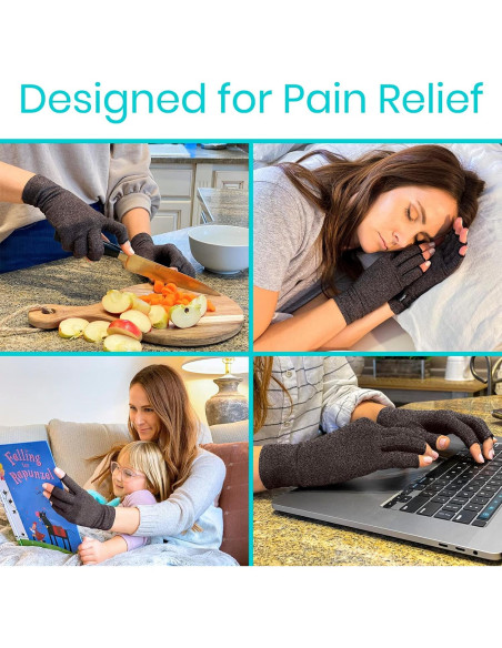 Guantes Vive para Artritis - Compresión Abierta - Negro