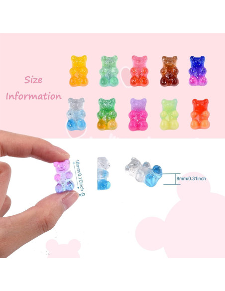Cabochones de Oso de Goma Coloridos Pandahall 200Pcs 18x11mm