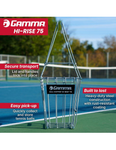 Cesta de Pelotas de Tenis GAMMA Hi-Rise 75 - Acero Duradero 2