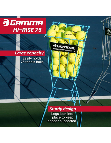 Cesta de Pelotas de Tenis GAMMA Hi-Rise 75 - Acero Duradero