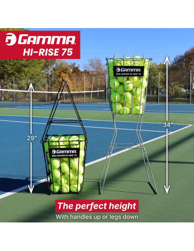 Cesta de Pelotas de Tenis GAMMA Hi-Rise 75 - Acero Duradero