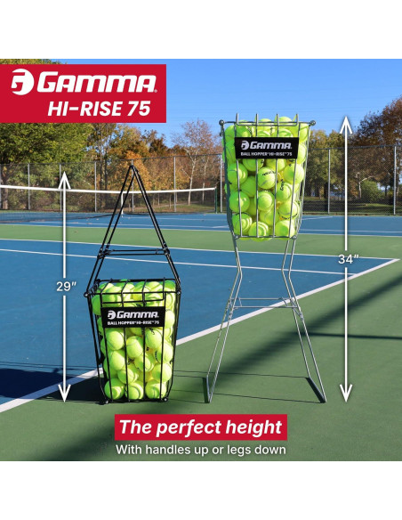 Cesta de Pelotas de Tenis GAMMA Hi-Rise 75 - Acero Duradero