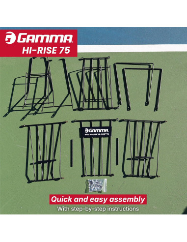 Cesta de Pelotas de Tenis GAMMA Hi-Rise 75 - Acero Duradero