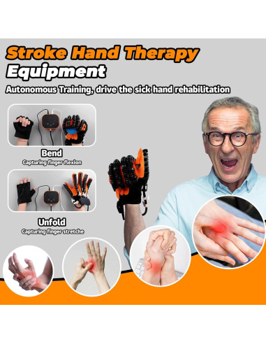 Guantes Robóticos de Rehabilitación para Mano Derecha XL Naranja
