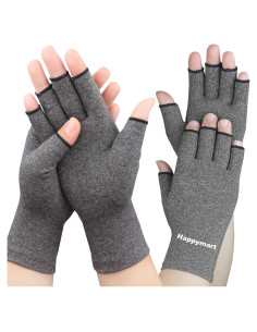 Guantes de Compresión para Artritis Happymart - 2 Pares, Gris, Pequeño