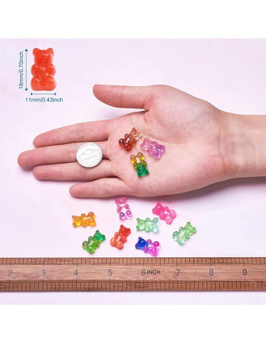 Cabochones de Oso de Goma Coloridos Pandahall 200Pcs 18x11mm