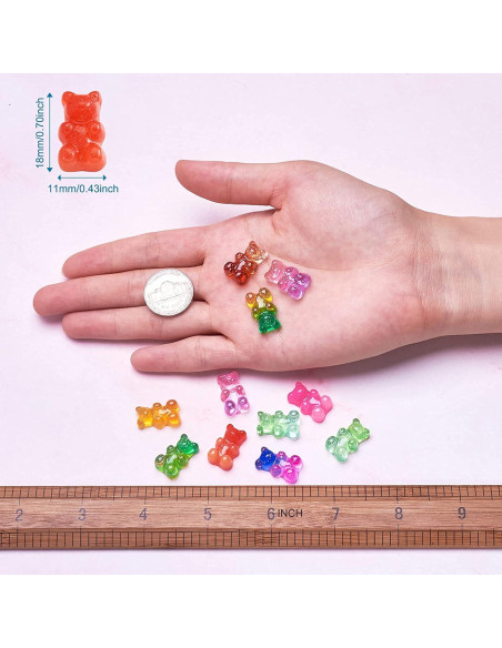 Cabochones de Oso de Goma Coloridos Pandahall 200Pcs 18x11mm