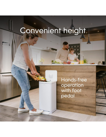 Contenedor de Compostaje Cocina Compost Genie 13.6L Acero Inoxidable Blanco