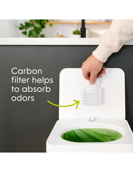 Contenedor de Compostaje Cocina Compost Genie 13.6L Acero Inoxidable Blanco