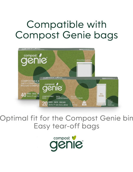 Contenedor de Compostaje Cocina Compost Genie 13.6L Acero Inoxidable Blanco