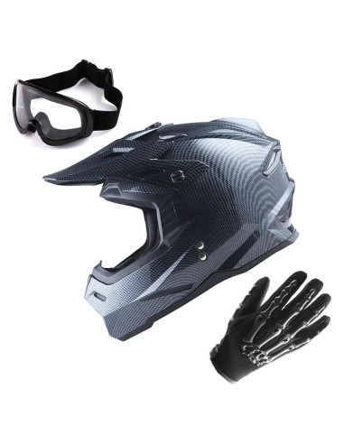 Casco de Motocross 1Storm HF801 XXL + Gafas y Guantes