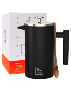 Prensa Francesa Barista Warrior 1L con Termómetro Aislada Negra