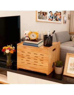 Caja Oculta para Router WiFi Fullin de Bambú 37.5x28.5cm 2