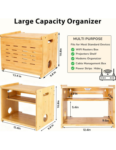 Caja Oculta para Router WiFi Fullin de Bambú 37.5x28.5cm