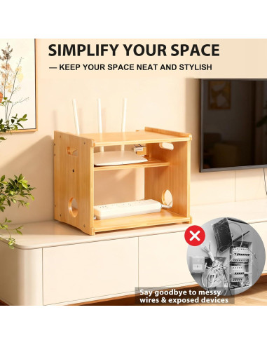 Caja Oculta para Router WiFi Fullin de Bambú 37.5x28.5cm