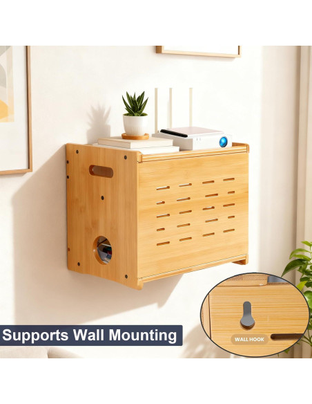 Caja Oculta para Router WiFi Fullin de Bambú 37.5x28.5cm