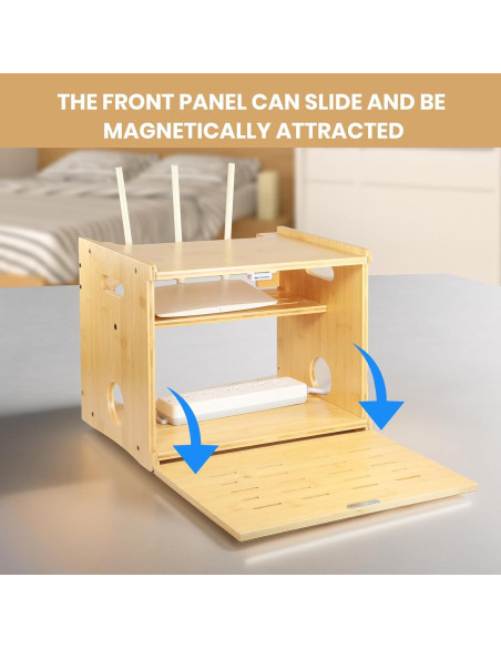 Caja Oculta para Router WiFi Fullin de Bambú 37.5x28.5cm